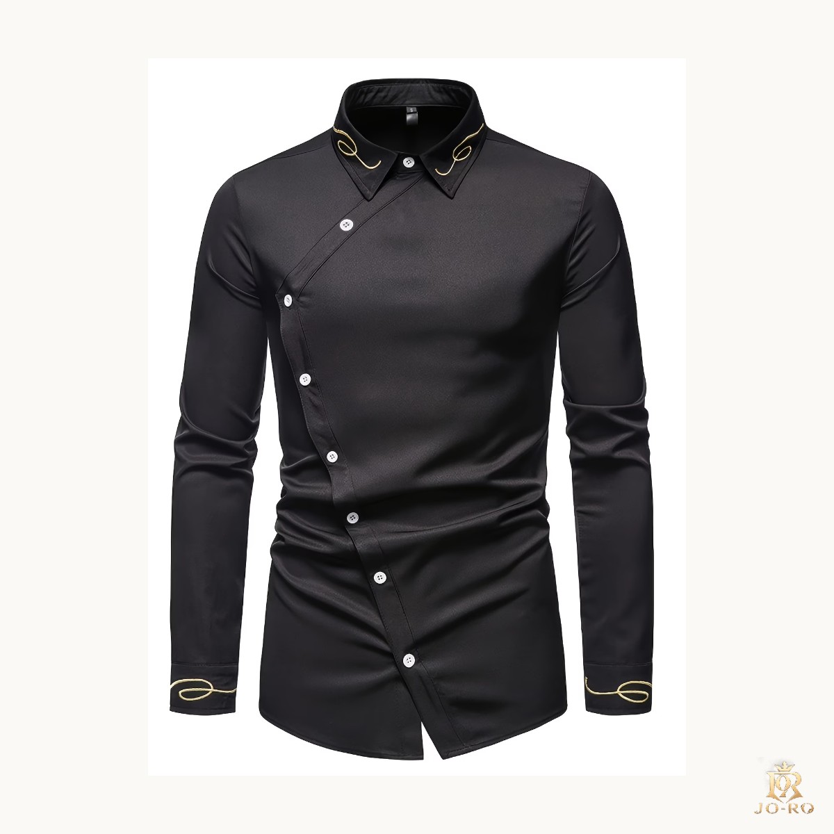 Nueva camisa de manga larga asimétrica de moda para hombre