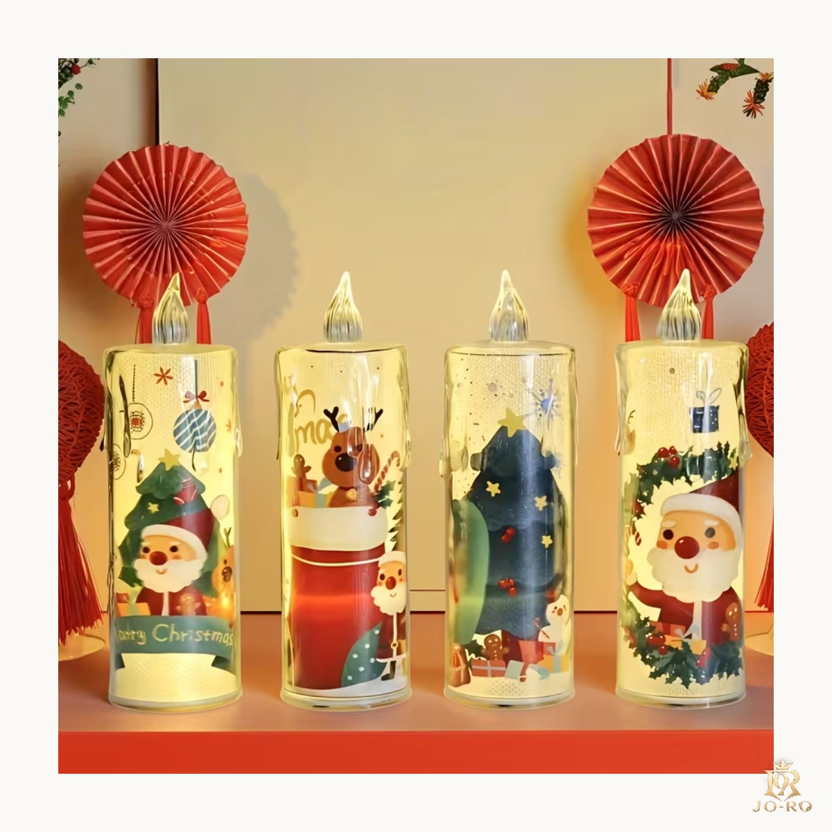 Juego de 4 velas LED navideñas con diseño de Papá Noel