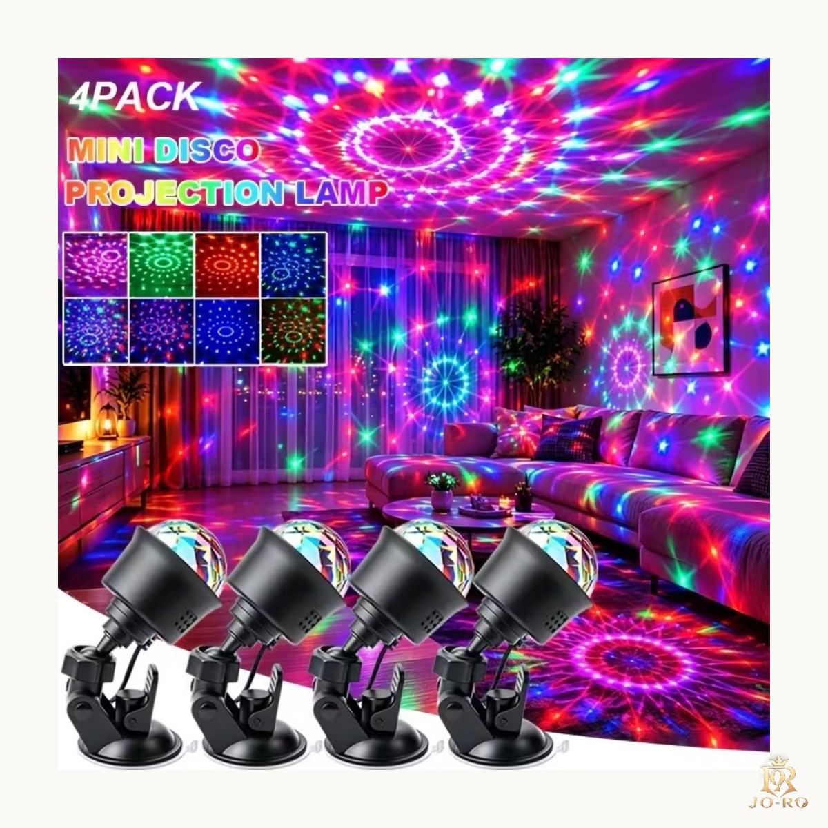 Proyector de bola mágica estroboscópica dinámica inteligente RGB de 4 piezas